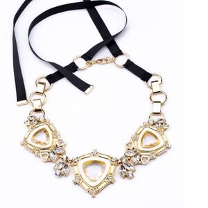 Goldtone Black Velvet Statement Necklace